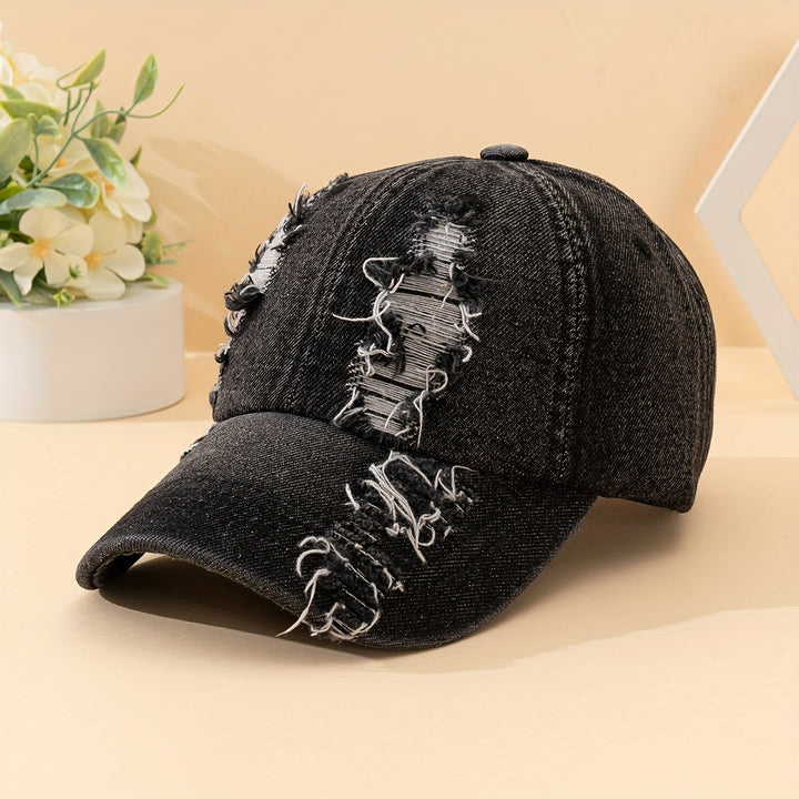 1pc Gorra de béisbol de mezclilla lavada, sombrero simple y versátil para papá, sombrero de protección solar, adecuado para mujeres