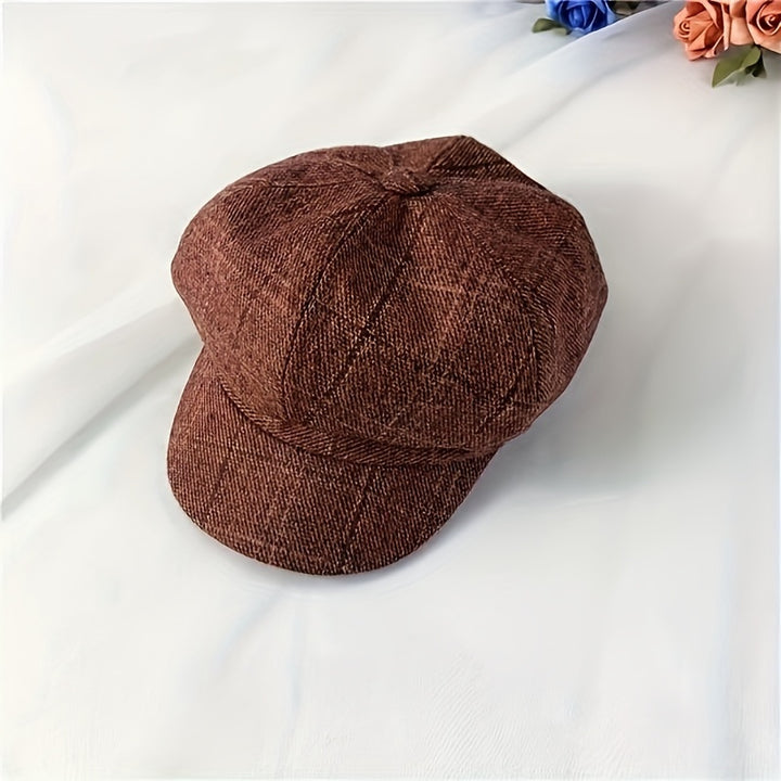 Gorra estilo newsboy vintage para adolescentes, ligera, de cuadros, ideal para otoño/invierno, perfecta para la escuela y uso casual