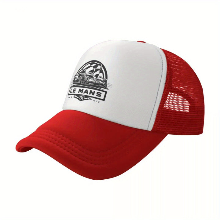 Gorra de Béisbol Ajustable y Transpirable para Hombres - Diseño Retro Le Mans 24H, Dos Tonos Blanco y , Sombrero con Visera Temática de Carreras para Primavera y Verano, Lavable a Máquina, Accesorio para la Cabeza de Verano | Diseño Inspirado en las Carre