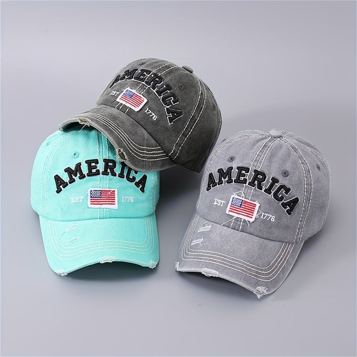 Gorra De Béisbol Bordada AMÉRICA Lavada Gorras Desgastadas Ajustables Sombrero Casual Con Visera Para Mujeres Y Hombres