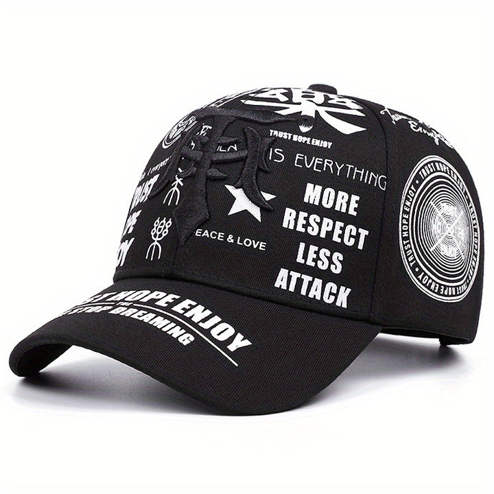 Gorra de Béisbol Streetwear - Estilo Hip-Hop Moderno para Hombres y Mujeres, Ajustable, Lavable, Diseño Urbano, Patrón Geométrico, Tela Transpirable, Construcción Duradera, Moda Juvenil, Para Entusiastas de la Moda