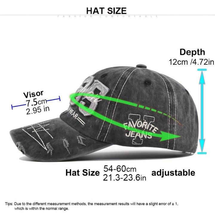 Gorra de béisbol bordada de 1985 con apliques, letras bordadas y estilo retro con visera de pico de pato