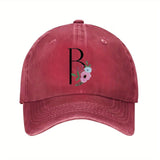 Gorra de Béisbol Unisex con Estampado Floral en Letras R - y Rosa, Visera Curva Transpirable para Hombre & Mujer. Diseño Moderno e casual Ideal Para Uso Diario, Gimnasio o Deportes. Ajuste Estructurado Fácil Cuidado. ¡Versatilidad Total!