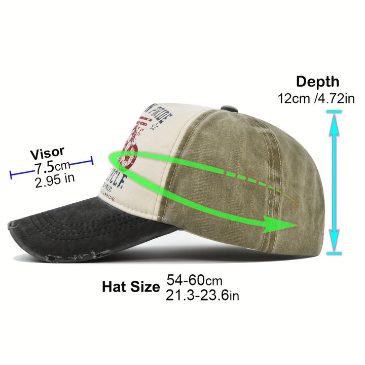 Conjunto de 5 gorras de béisbol de motocicleta de dibujos animados vintage, hechas de tela lavada, con ala curva, ideales para actividades al aire libre.