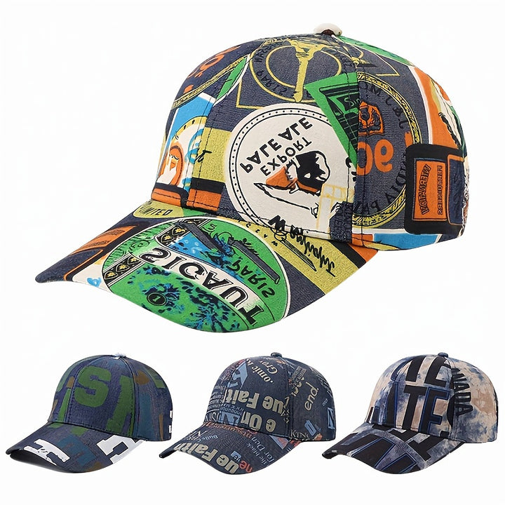 Gorra de Béisbol Unisex Ajustable y Plegable con Estampado de Paisaje Urbano y Graffiti - Sombrero Plegable para Todas las Estaciones para Hombres y Mujeres, Estilo Casual para Viajes al Aire Libre, Estilo Icónico (Lavable a Mano)
