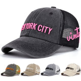 Gorras de béisbol lavables para hombres con bordado de letras, gorra urbana ajustable con hebilla trasera, gorra casual transpirable y cómoda