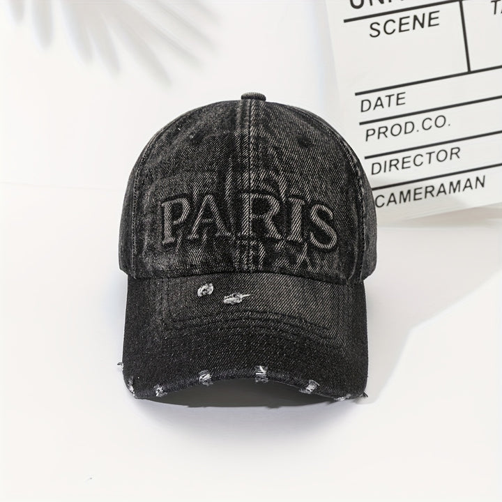 Gorra de basquetbol estilo cowboy, con agujeros, tamaño ajustable, denim lavable, ideal para parejas, diseñada para hacer que la cara parezca más pequeña con estilo duckbill