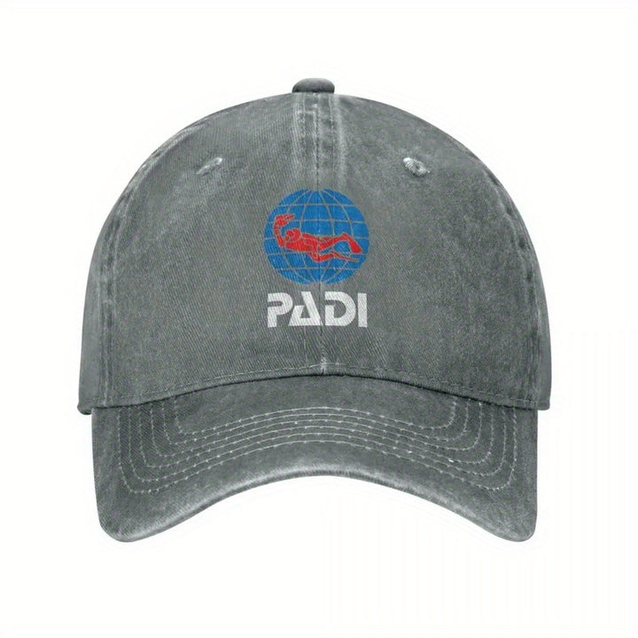 Gorra de Béisbol Lavada y Desgastada PADI - Gorra Snapback Ajustable para Hombres y Mujeres, Gorra Deportiva de Algodón Negra con Logo de Buceo, Ligera y Transpirable para Actividades al Aire Libre, Uso Casual | Ropa para Snorkel | Accesorio para la Cabez