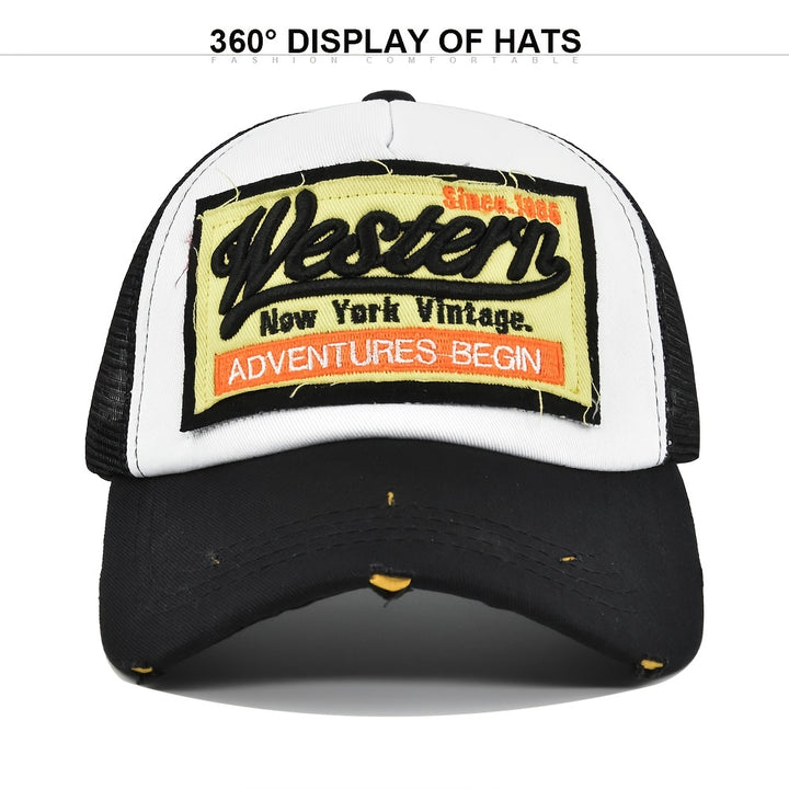 Gorra de béisbol retro para hombre con bordado, malla transpirable, ajustable, estilo hip hop, ideal para pesca y senderismo al aire libre