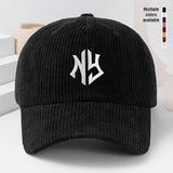 Gorra de Pana Bordada con Letras NY Unisex, Gorro Grueso y Suave para Mujer Moda Primavera-Otoño Hombres y Damas, Beanie Casual Cálido al Aire Libre Estilo Urbano Hip-Hop Talla Ajustable