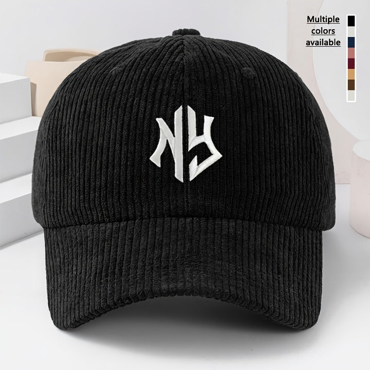 Gorra de Pana Bordada con Letras NY Unisex, Gorro Grueso y Suave para Mujer Moda Primavera-Otoño Hombres y Damas, Beanie Casual Cálido al Aire Libre Estilo Urbano Hip-Hop Talla Ajustable