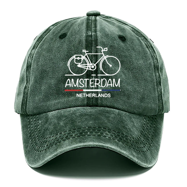 1 sombrero unisex con estampado de Ámsterdam para hombres y mujeres - Gorra ajustable, suave y transpirable con visera curva, diseño de molino de viento y canal holandés, regalo casual de temática holandesa para exteriores (talla única)