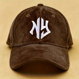 1 Gorra de béisbol de pana NY bordada, unisex, ajustable y transpirable para golf para mujer, gorra curva Y2K de moda de verano para parejas, actividades al aire libre, ropa casual, gorra de moda, sombrero elegante, construcción duradera, gorra ligera,...