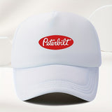 Un sombrero de béisbol de malla transpirable para hombre, estilo callejero, con estampado de Peterbilt rojo, ideal para el verano al aire libre y para conductores de camiones de estilo casual.