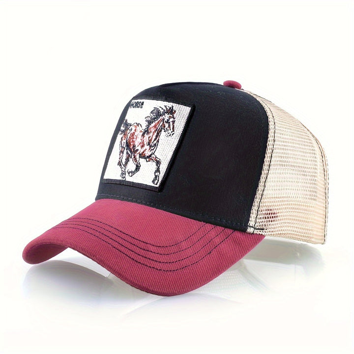 Gorra de béisbol con bordado de caballo unisex, sombrero transpirable, opción ideal para regalos