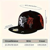 Gorra de béisbol para hombre NEW ERA con calavera gótica y flor de rosa - Snapback ajustable, gorro de streetwear para todas las estaciones con diseño de 6 paneles, /Rojo/