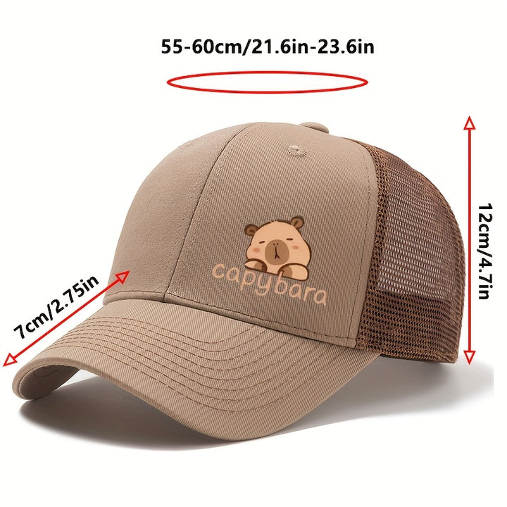 Gorra de Béisbol Unisex MAKEFGE con Estampado de Oso Cartoon - Gorra Trucker Transpirable con Ajuste Snapback, Diseño de Seis Paneles y Ventilación Lateral para Camping al Aire Libre, Verano Casual (, Verde, Naranja, Azul Marino, Marrón), Accesorio Divert