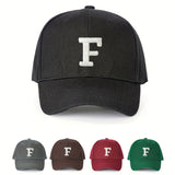 1 Gorra de Béisbol Bordada con Letra F Unisex, Ajustable y Transpirable, Estilo Y2K para Parejas, Ala Curva, Moda Verano para Hombres y Mujeres