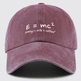 Gorra de Béisbol E=mc² Energía=Leche x Café² para Hombres y Mujeres - Gorra Trucker Ajustable Snapback, Tejido Ligero Transpirable, Sombrero Casual Unisex para Pesca Caza Playa, Regalos del Día de la Madre Día del Padre Cumpleaños, Accesorio de Pesca, Cas