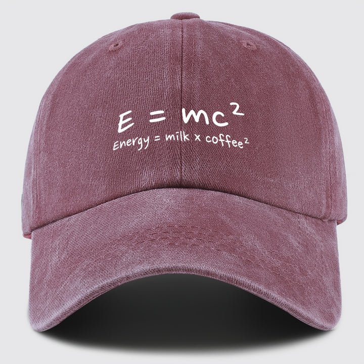 Gorra de Béisbol E=mc² Energía=Leche x Café² para Hombres y Mujeres - Gorra Trucker Ajustable Snapback, Tejido Ligero Transpirable, Sombrero Casual Unisex para Pesca Caza Playa, Regalos del Día de la Madre Día del Padre Cumpleaños, Accesorio de Pesca, Cas