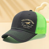 1-Pack Gorra de Béisbol Yellowstone - Sombrero Ligero Sin Elasticidad con Año de Fundación (1886), Visera Curva para Exteriores, Viajes y Camping - con Letras Doradas - Gorra Unisex para Hombres y Mujeres, Diseño Estilizado en Malla Transpirable