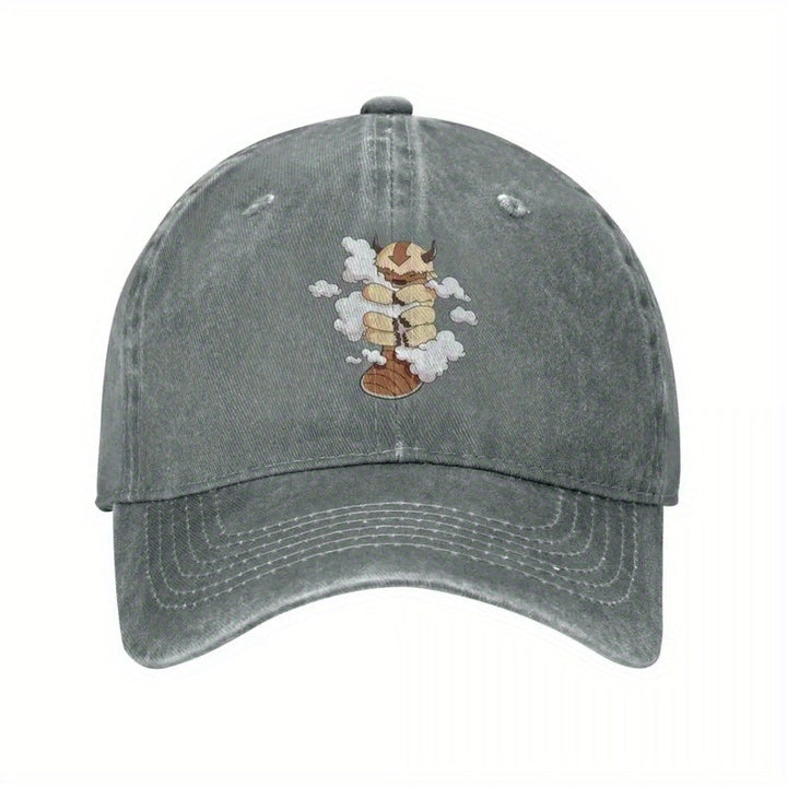 Gorra de béisbol inspirada en el último Airbender Appa acariciando nubes, ajustable, ligera, para deportes al aire libre con cierre de hebilla, lavable en máquina, diseño impreso