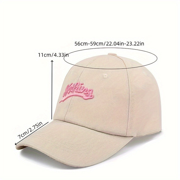 Gorra de béisbol de poliéster unisex con bordado de alfabeto, estilo casual, ligeramente elástica, liviana, lavable en máquina - 1pc
