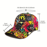 Gorra de Béisbol Retro FUODRAO para Hombres - Estilo Hip-Hop Graffiti de los 90, Poliéster Ligero, Ajustable con Cierre Snapback, Estampado Vibrante de Cuerpo Completo para Correr al Aire Libre, Deportes y Moda Urbana Casual. Tejido de Tela