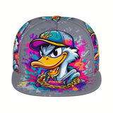 Gorra de béisbol ajustable unisex con diseño de pato de graffiti vibrante, ligera 100% poliéster, lavable a máquina, gorra plana para hombres y mujeres, regalo perfecto para el Día del Padre, Día de la Madre, playa y uso casual