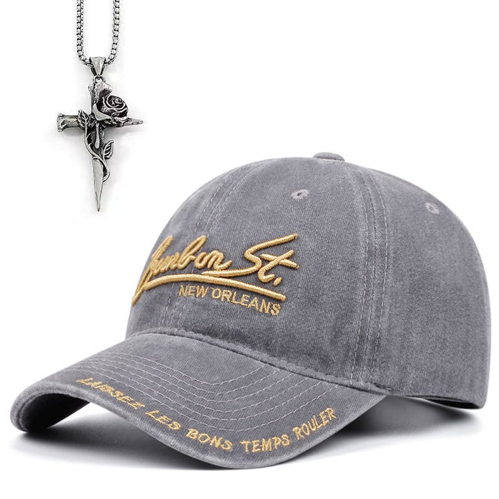 2 piezas Gorra de Béisbol para Hombre con Accesorios y Collar Bordado Hermoso para Fiesta de Navidad Otoño/Invierno al Aire Libre