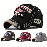 2 piezas de gorras de béisbol con bordado de letras grandes SPARK - Negras desgastadas con logotipo rojo y blanco, algodón, tejido no elástico, lavado a mano o limpieza en seco, estilo casual al aire libre