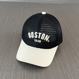 Boston 41.4metro Gorra de béisbol de malla blanca con ajuste de snapback - Ligera, transpirable y elegante para niños y adultos, sombrero de verano casual, ropa de cabeza casual | Gorra de snapback ajustable | Gorra ligera