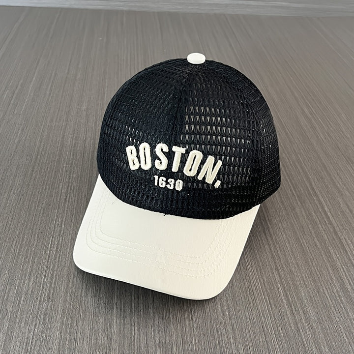 Boston 41.4metro Gorra de béisbol de malla blanca con ajuste de snapback - Ligera, transpirable y elegante para niños y adultos, sombrero de verano casual, ropa de cabeza casual | Gorra de snapback ajustable | Gorra ligera