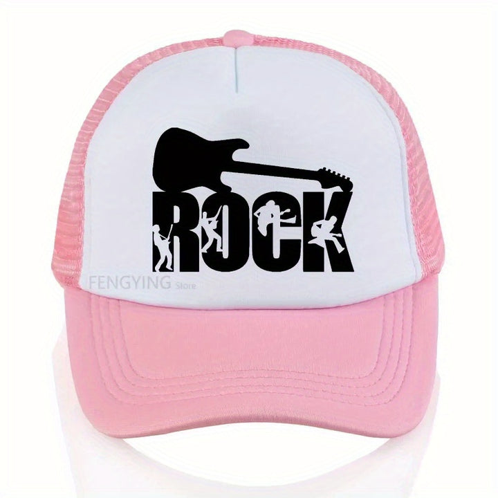 Gorra Snapback [Amante de la Música] de Banda de Rock | Gorra de Béisbol de Poliéster Ajustable con Silueta de Guitarra y Banda | Malla Transpirable en la Parte Trasera | Lavable a Máquina | Diseño en Blanco y Negro para Moda Casual y Hip-Hop, Accesori...