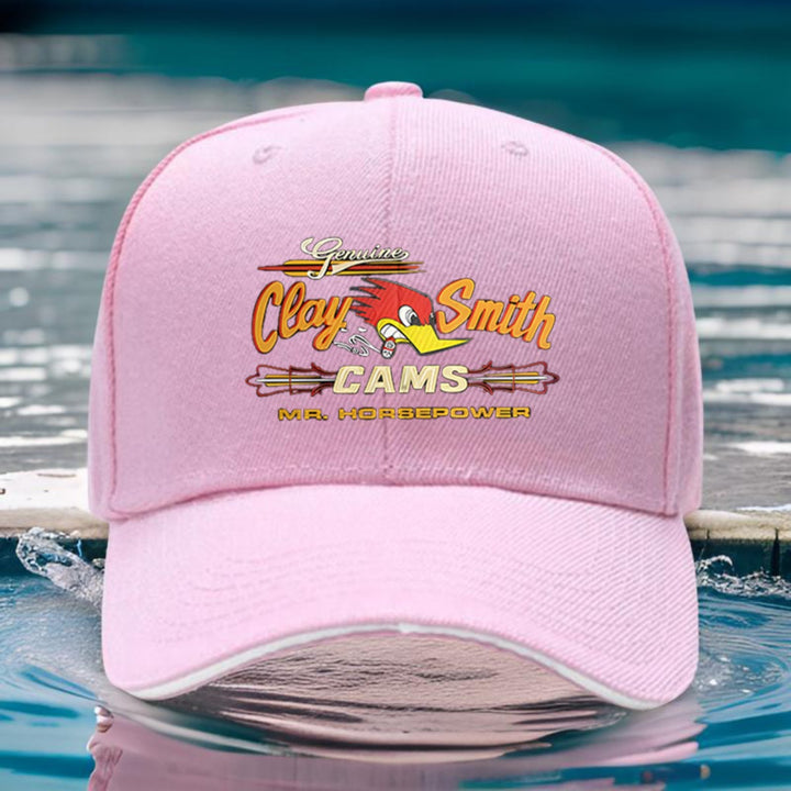 1 pieza de sombrero ajustable Clay Smith Cams Mr. Horsepower - Ligero, cómodo, elegante sombrero de béisbol negro con impresión de amarillo y naranja vibrante para hombres y mujeres, sombrero de exterior | Sombrero de béisbol de moda | Tela texturizada