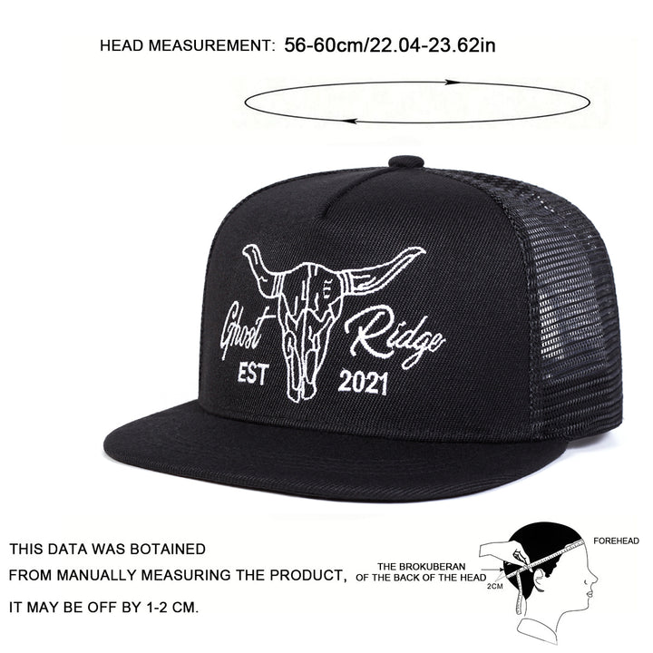 Una gorra de béisbol para hombre con bordado de toro, ajustable para estilo hip-hop, protección solar y ropa casual, adecuada para salidas de primavera y otoño, viajes, fiestas de playa.