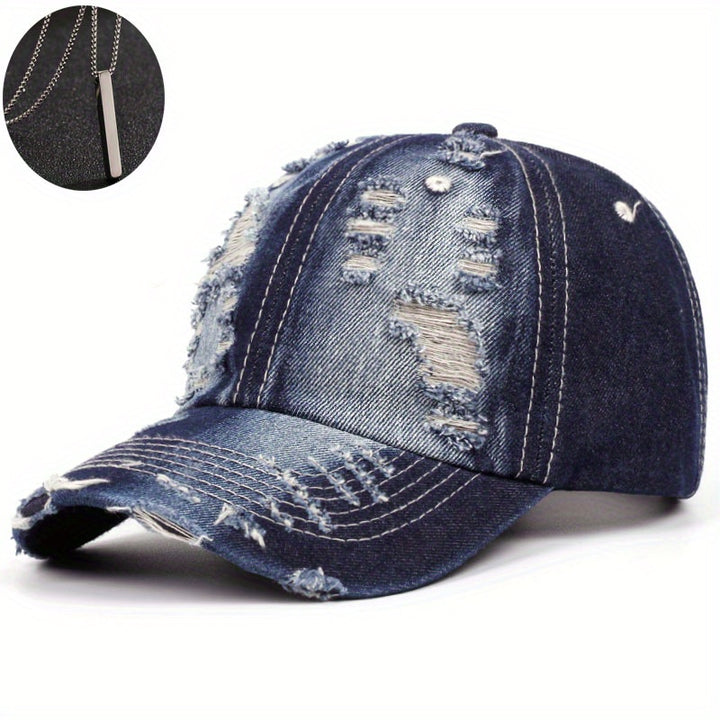 Conjunto de 2 piezas, sombrero + 'adornos', gorra de béisbol retro estadounidense lavada 2025, estilo nuevo, perforada, para hombres y mujeres, con gran tamaño de cabeza, hace que la cara se vea más pequeña.