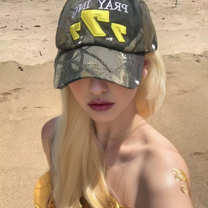 Gorra de Béisbol Unisex con Diseño Camuflaje y Bordado 3D '777' & 'STAY LOW GO FAST' - Sombrero Ligero para Hombres y Mujeres, Moda Casual, Estilo Urbano, Letras Atrevidas, Ajuste Cómodo, Para Amantes del Estilo Callejero