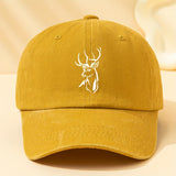 Gorra de béisbol con cabeza de ciervo para hombre - Ajustable, transpirable y cómoda, negra con estampado blanco de ciervo, perfecta para deportes al aire libre y viajes, suave al tacto, diseño clásico, lavable a mano.
