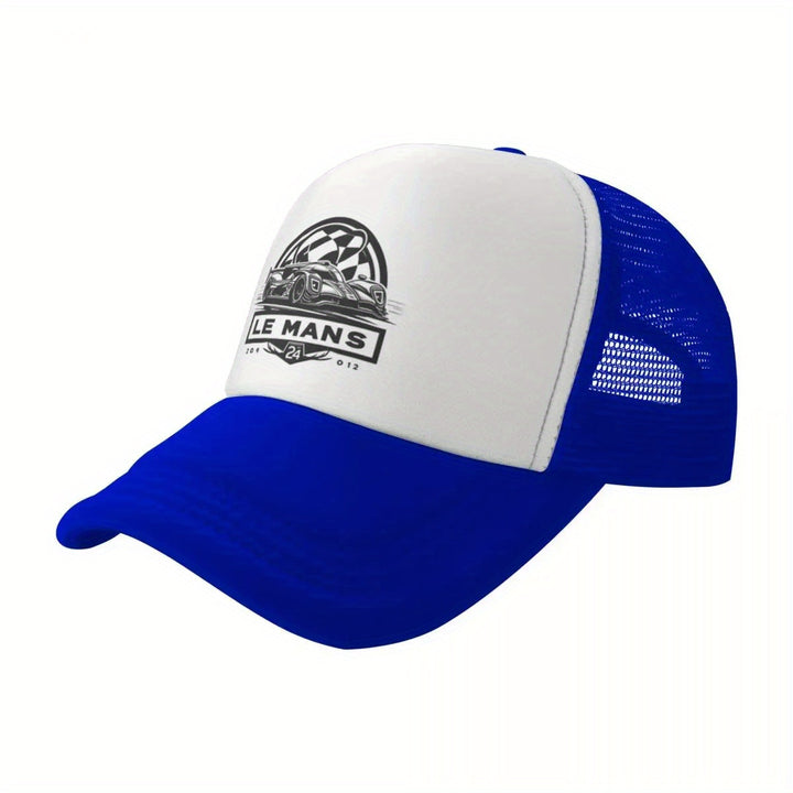Gorra de Béisbol Ajustable y Transpirable para Hombres - Diseño Retro Le Mans 24H, Dos Tonos Blanco y , Sombrero con Visera Temática de Carreras para Primavera y Verano, Lavable a Máquina, Accesorio para la Cabeza de Verano | Diseño Inspirado en las Carre