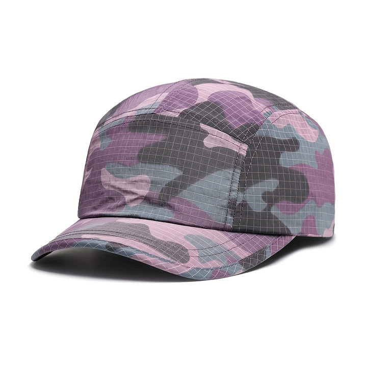 Gorra de Béisbol Ligera y Transpirable para Hombre con Diseño Camuflaje, Secado Rápido, Cinco Paneles, Ideal para Exteriores