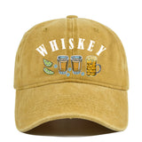 Gorra de Béisbol Vintage con Emblema de Whisky y Vino, Ajustable Snapback, Logo Manual para Estilo Retro, Cata de Vinos, Bares y Fiestas Navideñas - No Elástica, Ideal para Entusiastas del Retro y Seguidores de la Cultura del Vino