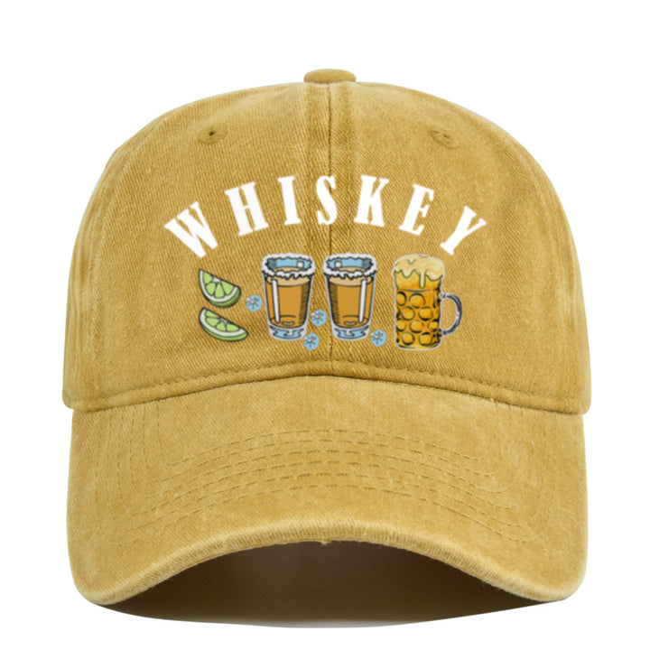 Gorra de Béisbol Vintage con Emblema de Whisky y Vino, Ajustable Snapback, Logo Manual para Estilo Retro, Cata de Vinos, Bares y Fiestas Navideñas - No Elástica, Ideal para Entusiastas del Retro y Seguidores de la Cultura del Vino