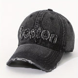 1 pieza, gorra de béisbol de Boston desgastada para mujer, gorra ajustable y ligera para papá con diseño bordado, para viajes y uso casual, gorra de uso casual | Gorra de estilo urbano | Gorra de poliéster