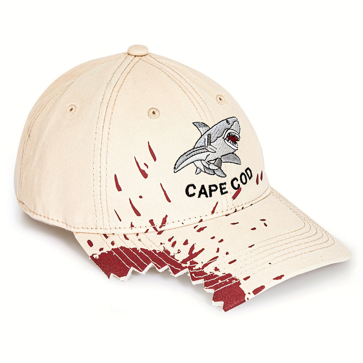 1 gorra de béisbol unisex con bordado de tiburón de Cape Cod, moda casual, gorra ajustable para todas las estaciones, ideal para parejas y regalos de aniversario, para amigos en Halloween y Navidad