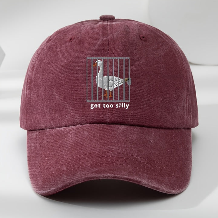 1 gorra de béisbol unisex con estampado de ganso en jaula, ajustable, suave, transpirable y absorbente de humedad, 100% poliéster