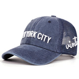 Gorras de béisbol lavables para hombres con bordado de letras, gorra urbana ajustable con hebilla trasera, gorra casual transpirable y cómoda