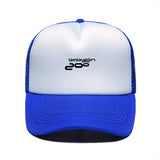 1pc Gorra Lon Zoo Logo Estilo Trucker Blanco y Rosa - Malla Transpirable, Ajuste Perfecto Unisex para Hombres y Mujeres, Streetwear, Pesca, Reuniones Sociales, Año Nuevo Chino - Gorra de Poliéster Duradera para Exteriores