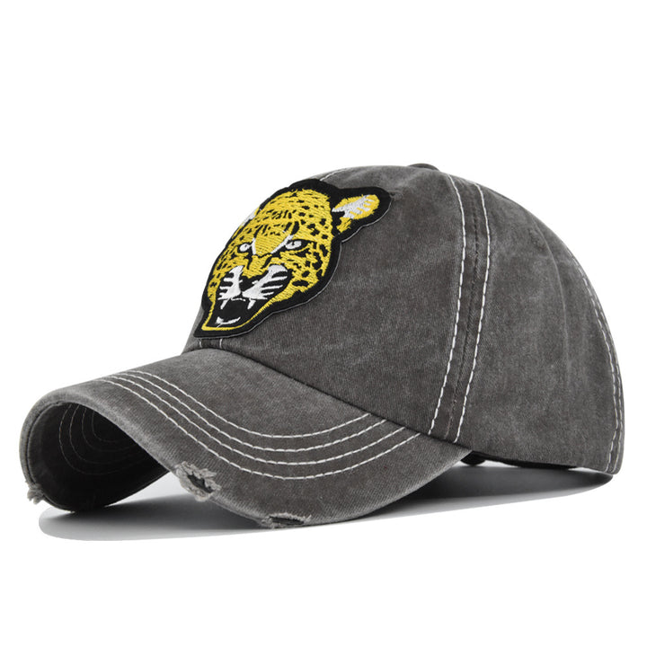 Sombrero de Sol Retro con Estampado de Leopardo y Logo Bordado en 3D - Gorra Ajustable Snapback para Exteriores, Fiestas de Navidad y Streetwear - Accesorio de Estilo Salvaje con Emblema