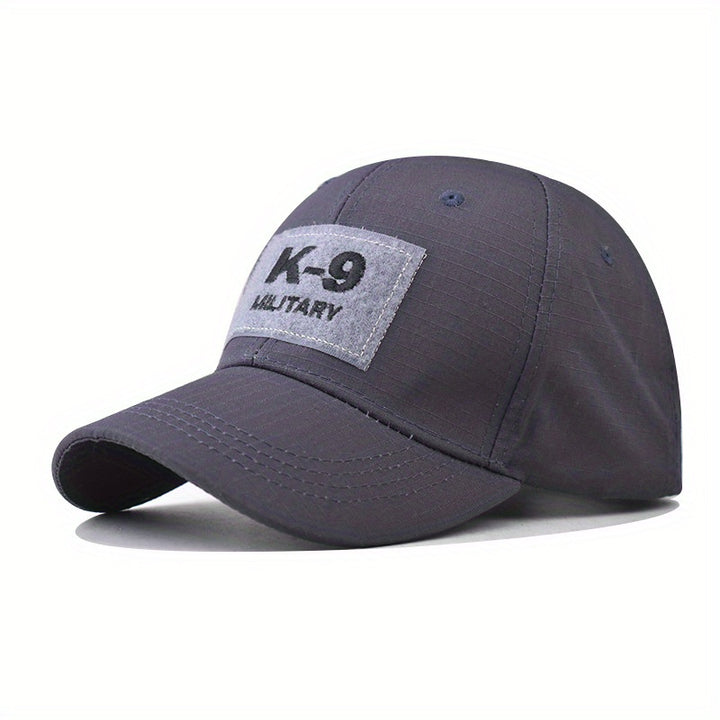 Gorra de béisbol militar K-9 con bordado, sombrero de sol de poliéster camuflado con visera curva, gorra ligera para hombre al aire libre
